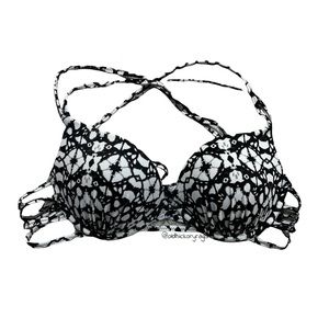 Shade & Shore Black & White Strappy Bikini Top - Size Small